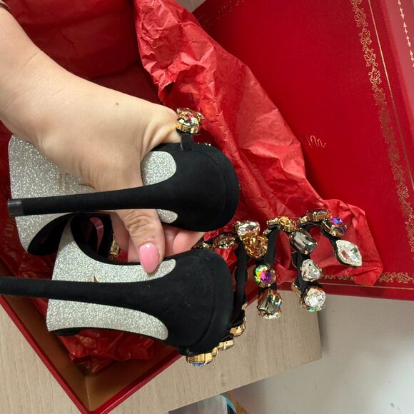 NWT René Caovilla Roxanne Coiled Strap Sandals Multicolored Stones High Stiletto - Picture 13 of 14